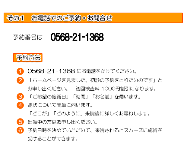 整体予約方法・電話